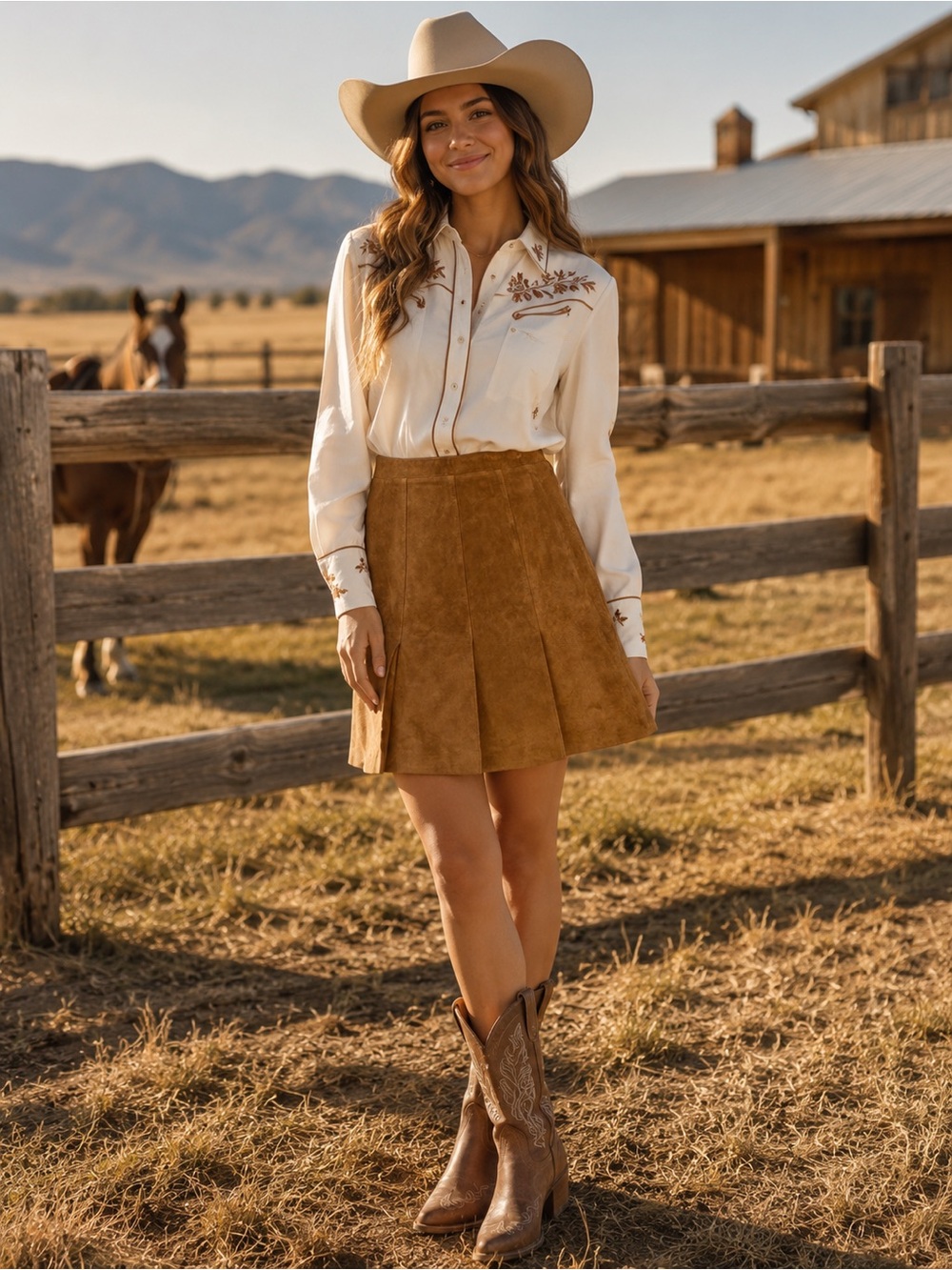 LOFT Suede-Look Camel Mini Skirt